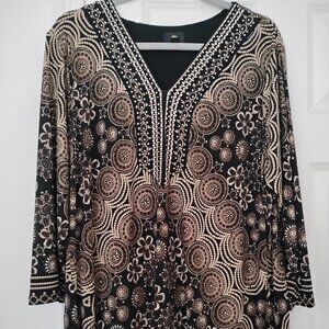 2x Tunic Black Gold - sparkle neckline - Macys holiday